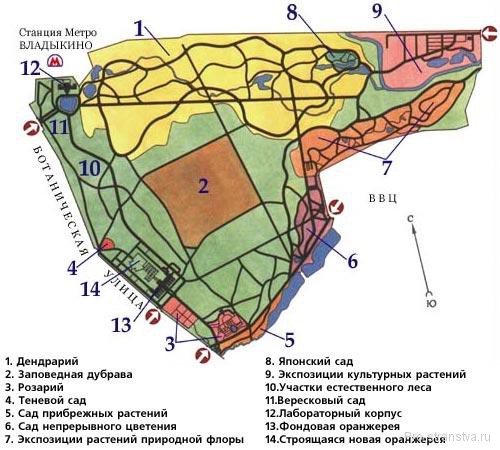 Карта-схема Ботсада